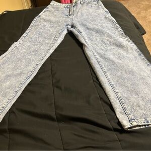Wide leg stonewash denim jeans